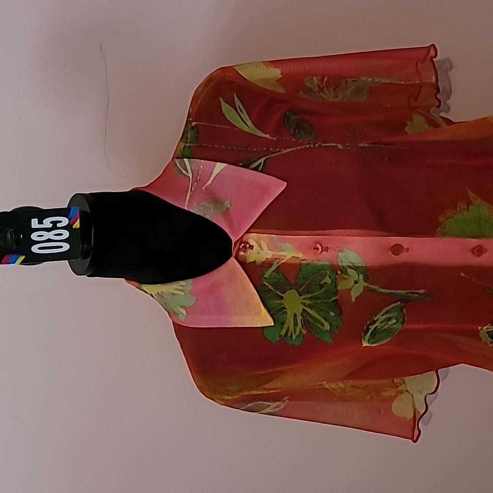 #85 Ladies Sheer Floral Print Blouse - Picture 3 of 7